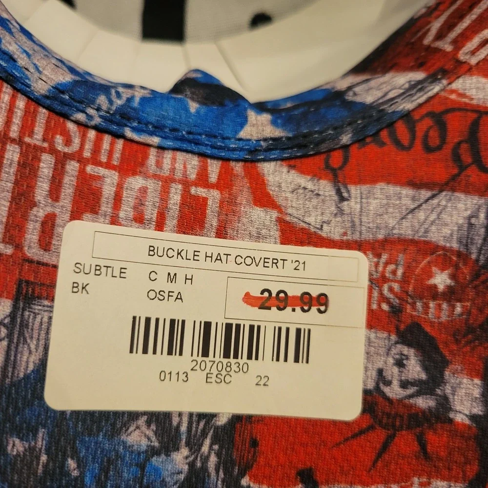 Subtle Patriot Eagle Logo Black/Gray Flag Print Adjustable Buckle Hat‎ Vented